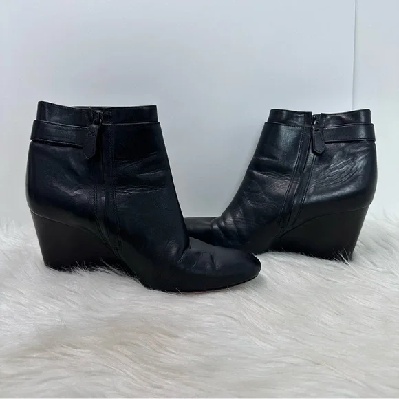 Tory Burch Sofia Wedge Bootie Black Nappa Leather - Picture 5 of 9